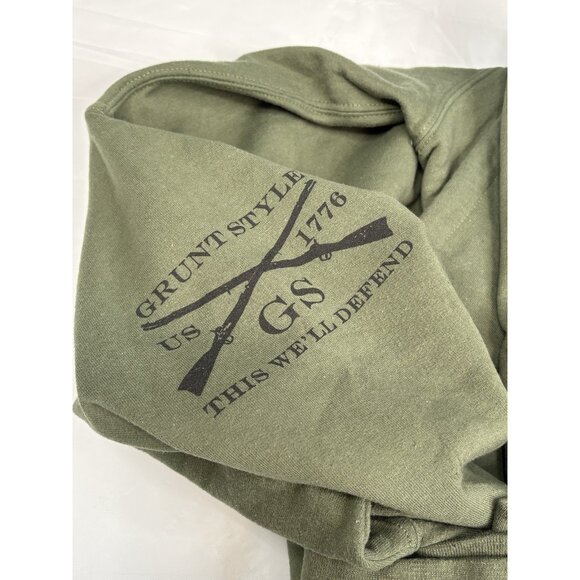 Grunt Style Men’s XXL Green Lucky Devil Hoodie Sweatshirt USMC Military Tattoo - Picture 9 of 15